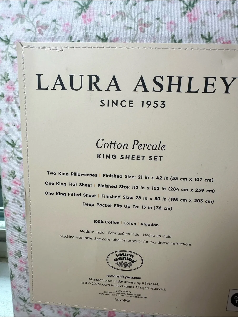 Laura Ashley Pink and Green Floral King Sheet Set farmhouse evie pink 4 pc